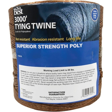 All-Source 5/64 In. x 3000 Ft. Brown Polypropylene Tying Twine 750636